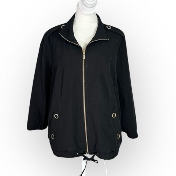 Chico's Jackets & Blazers - Zenergy by Chico's Jacket Women's 1/Medium Black Full Zip Collared 3/4 Sleeves
